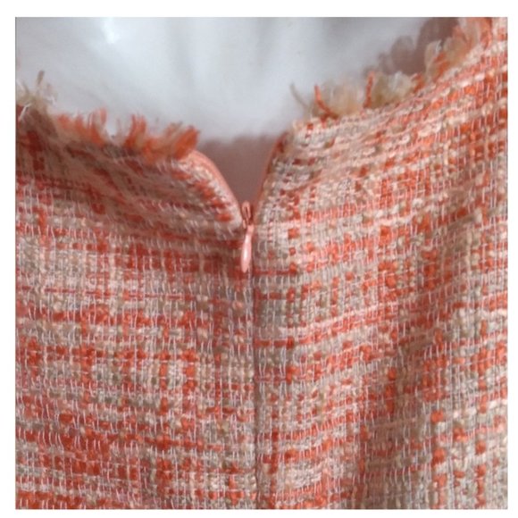 Women's Peach Tweed Sheath Shift Dress Sz 10 - Picture 3 of 6